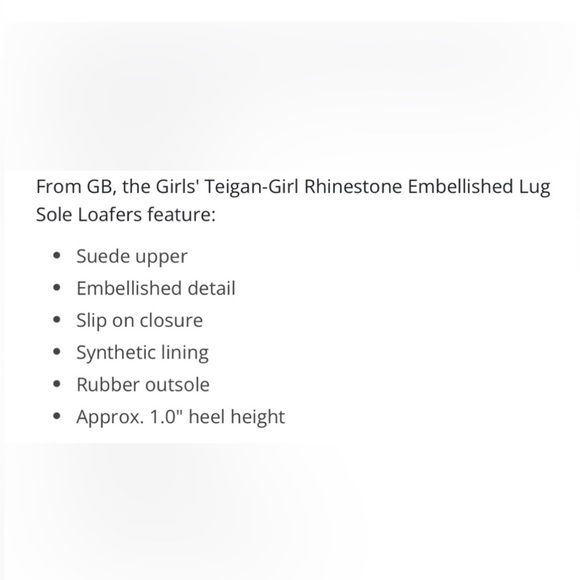 NEW GB Girls “Teigan-Girl” Rhinestone Embellished Lug Sole Loafers NWT - Picture 10 of 10